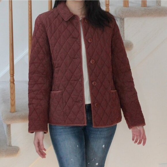 Vintage Eddie Bauer Quilted Barn Chore Jacket burgundy oxblood wine Size Large - Picture 12 of 12